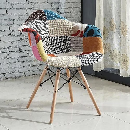 Angela Colorful Dining Fabric Chair With Wood Legs - Multi Color