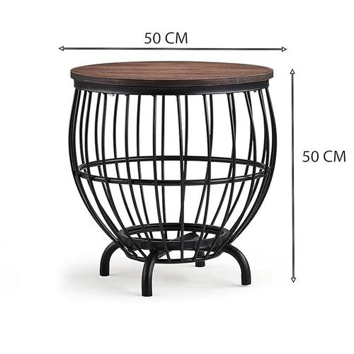 Angela Vintage Pear Shaped Metal Round Coffee Table - Brown