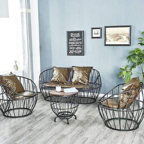 Angela Vintage Pear Shaped Metal Round Coffee Table - Brown