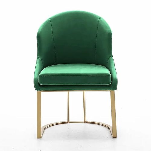 Angela Nordic Dining Chair Modern With Golden Metallic Frame Legs - Green