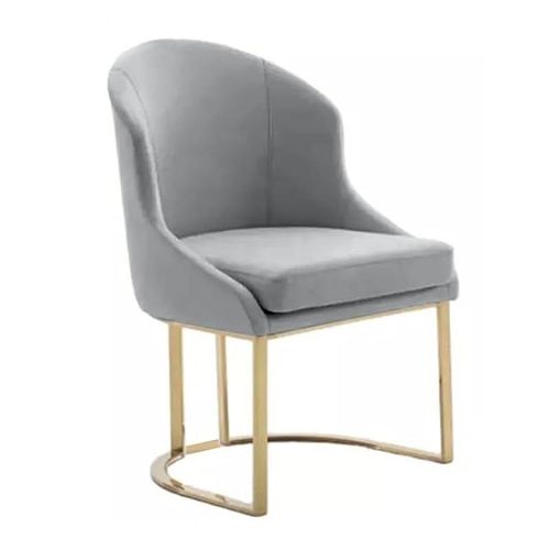 Angela Nordic Dining Chair Modern With Golden Metallic Frame Legs - Light Grey