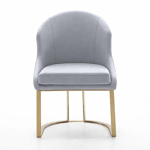 Angela Nordic Dining Chair Modern With Golden Metallic Frame Legs - Light Grey