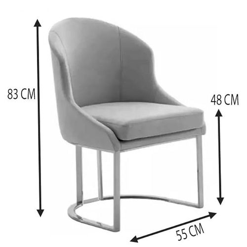 Angela Nordic Dining Chair Modern With Golden Metallic Frame Legs - Light Grey