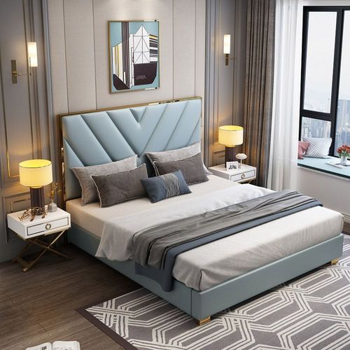 Leather Luxury Upholstered 160X200 Queen Bed 