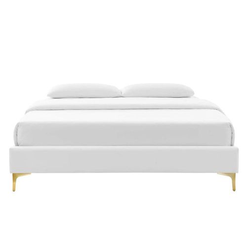 Sutton Velvet 160X200 Queen Bed /White