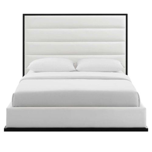 Ashland Faux Leather Platform 160X200 Queen Bed/White