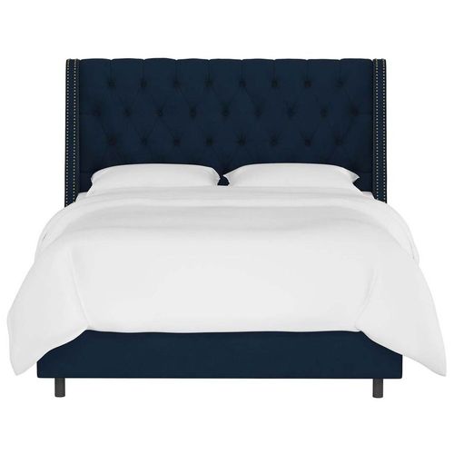 Skyline Wingback 160X200 Queen Bed/Navy Blue