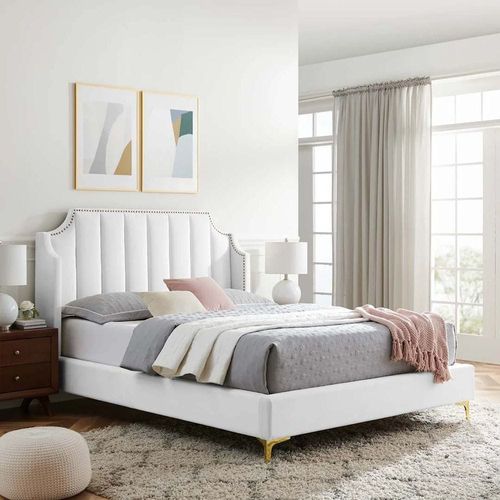 Daniella Channel Tufted 160X200 Queen Bed/White 