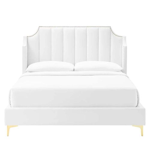 Daniella Channel Tufted 160X200 Queen Bed/White 