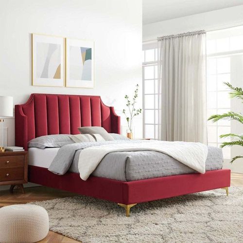 Daniella Channel Tufted 160X200 Queen Bed/Red 