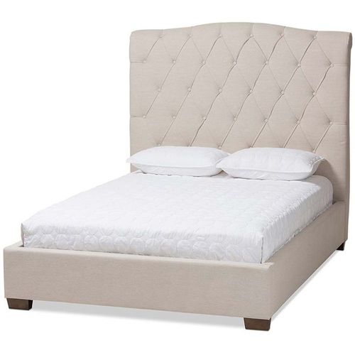 Shannon Upholstered Platform 160X200 Queen Bed /Beige