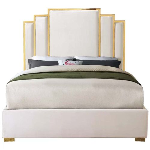 Harlen Velvet 160X200 Queen Bed /White