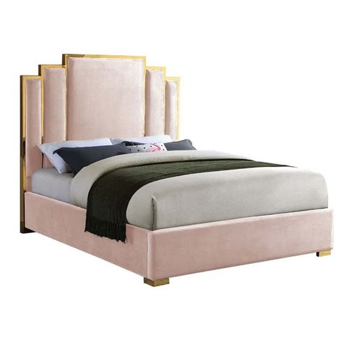 Harlen Velvet 160X200 Queen Bed /Pink