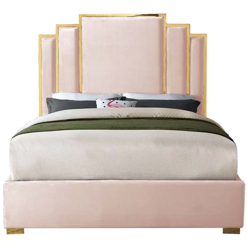 Harlen Velvet 160X200 Queen Bed /Pink