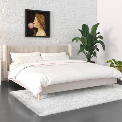Holly Upholstered Platform 160X200 Queen Bed/Beige 