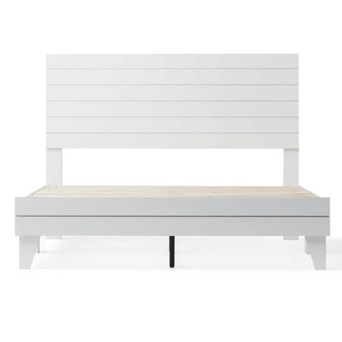 Shiplap White MDF Laminate Wood Panel Platform 200X200 Super King Bed 