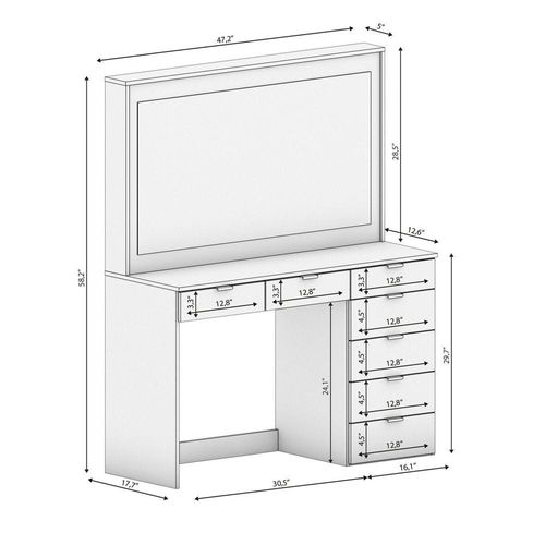 Diana Dressing Vanity with Mirror-White
