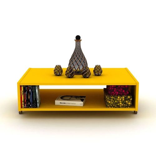 Jaeleah Cross Legs Coffee Table with Storage-Yellow