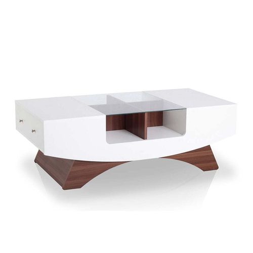 2-drawer Contemporary Coffee Table in White Color