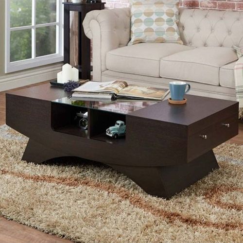2-drawer Contemporary Coffee Table in Espresso Color