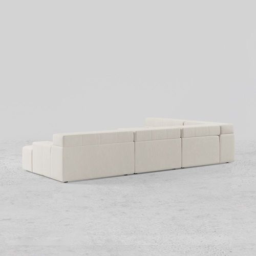 L-Shaped Modern Off White Velvet Modular Sectional Sofa with Chaise-Beige