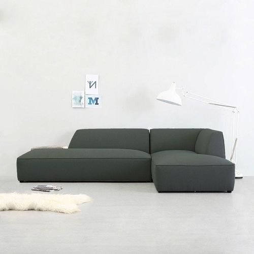 Eliza L-Shaped Fabric Sectional Sofa-Charcoal