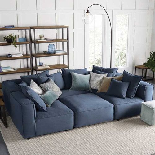 Coburn six piece pit sectional Sofa-Blue