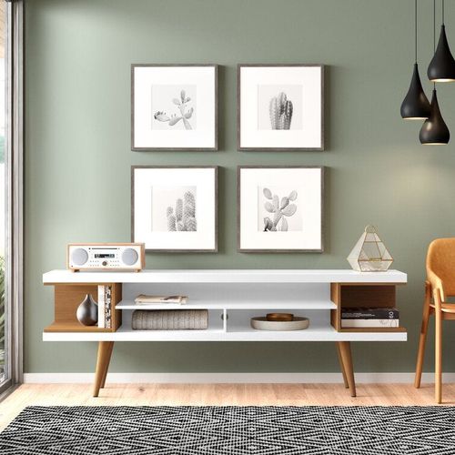 Michaelson TV Stand for TVs up to 65 Inch-White & Brown