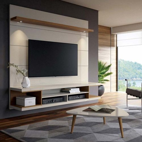 Milano Floating Entertainment Center for TVs up to 60 inch-White & Brown