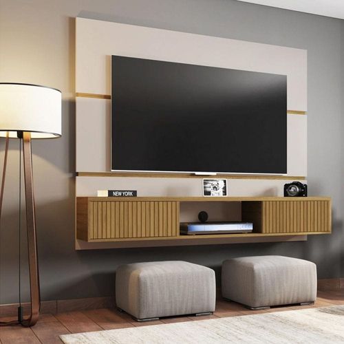 Amber TV Floating Panel UpTo 65 inch TV-Oak & White
