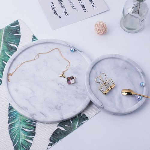 BLISS VIE ROUND MARBLE TRAY-GREY-MEDIUM