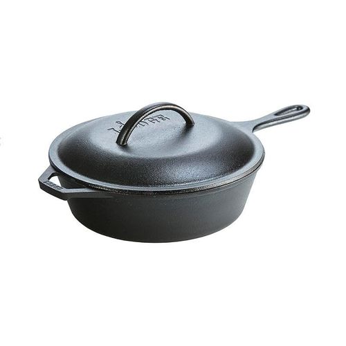 Lodge 3 Quart Cast Iron Deep Skillet With Lid - Black