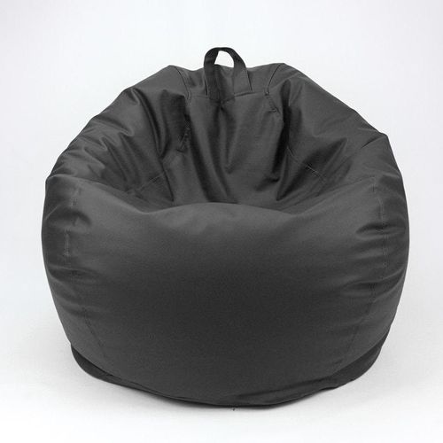 LUXE DECORA Classic Round Faux Leather Bean Bag with Polystyrene Beads Filling (Kids - XS, Black)