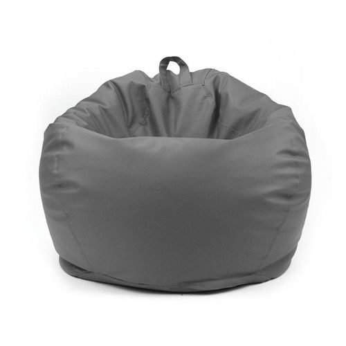 Luxe Decora Classic Round Faux Leather Bean Bag with Polystyrene Beads Filling (Kids - XS, Grey)