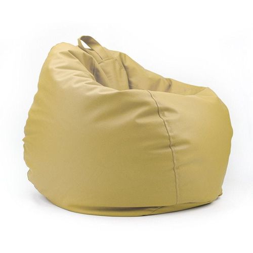Luxe Decora Classic Round Faux Leather Bean Bag with Polystyrene Beads Filling (Kids - S, Beige)