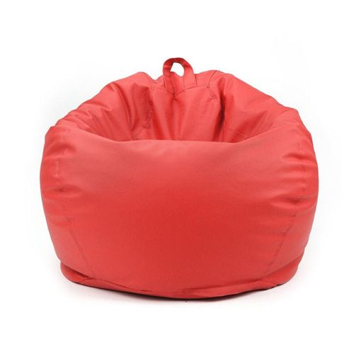 Luxe Decora Classic Round Faux Leather Bean Bag with Polystyrene Beads Filling (Kids - S, Red)