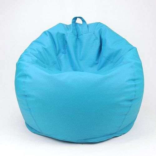 Luxe Decora Classic Round Faux Leather Bean Bag with Polystyrene Beads Filling (Kids - S, Sky Blue)