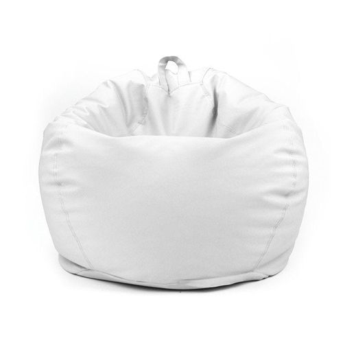 LUXE DECORA Classic Round Faux Leather Bean Bag with Polystyrene Beads Filling (Kids - S, White)