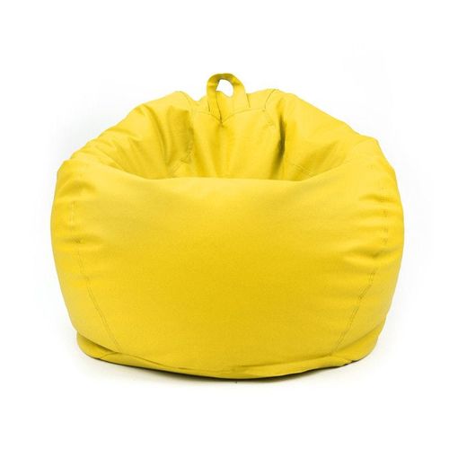 LUXE DECORA Classic Round Faux Leather Bean Bag with Polystyrene Beads Filling (Kids - S, Yellow)