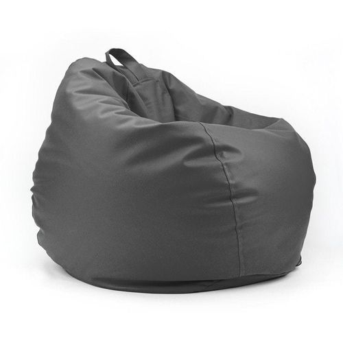 LUXE DECORA Classic Round Faux Leather Bean Bag with Polystyrene Beads Filling (L, Grey)