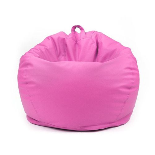 LUXE DECORA Classic Round Faux Leather Bean Bag with Polystyrene Beads Filling (L, Pink)