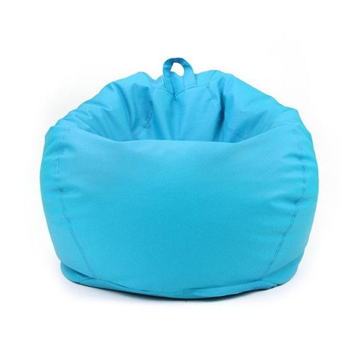 LUXE DECORA Classic Round Faux Leather Bean Bag with Polystyrene Beads Filling (L, Sky Blue)