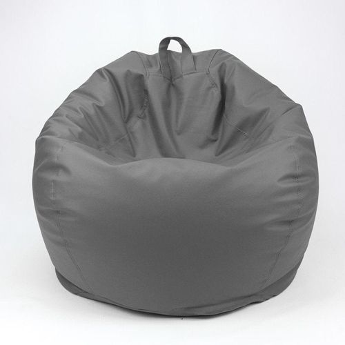 LUXE DECORA Classic Round Faux Leather Bean Bag with Polystyrene Beads Filling (XL, Grey)