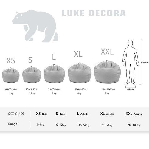 LUXE DECORA Classic Round Faux Leather Bean Bag with Polystyrene Beads Filling (XXL, Beige)