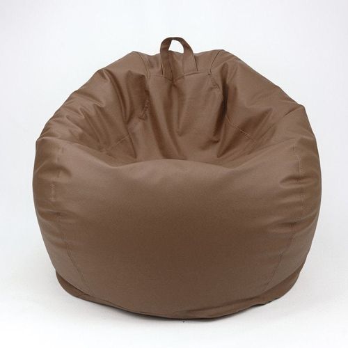 LUXE DECORA Classic Round Faux Leather Bean Bag with Polystyrene Beads Filling (XXL, Brown)