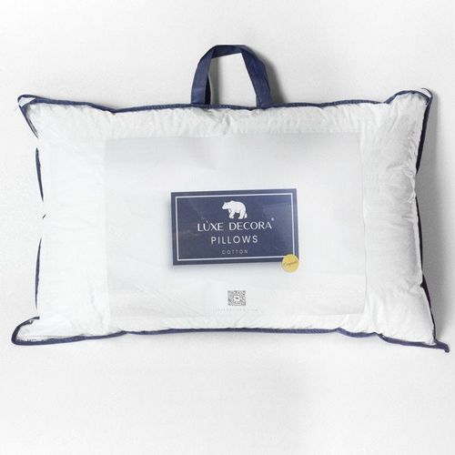 Luxe Decora 2 Pcs Soft Cotton Hotel Stripe Pillow Micro Fiber With Golden Piping 70X50 Cm - White