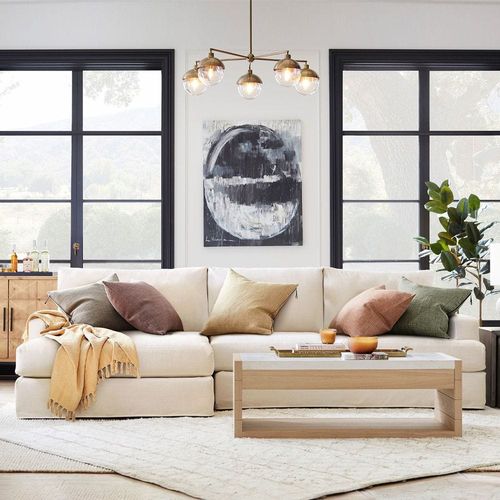 Elys 3 Seater Fabric Corner Sofa -Cream - L121cm x W68cm x H34.5xcm