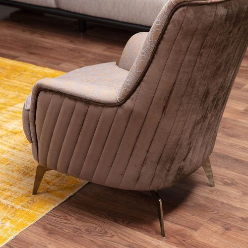 Arcala 3+1+1 Seater sofa  Fabric - Brown - L 220cm x W 70cm x H 85cm