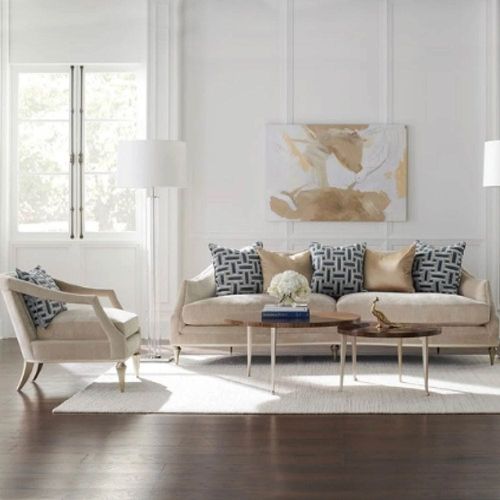 Parries 3+1 Seater sofa with Upholstery Fabric - Beige - L 261cm x W 113cm x H 84cm