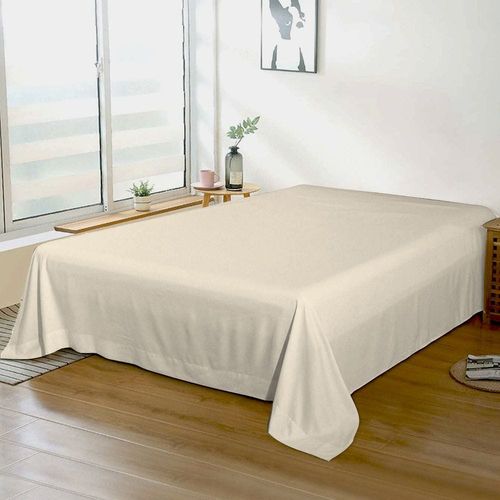 Cotton Home 1pcs Flat Sheet Super Soft 160X220cm Ivory